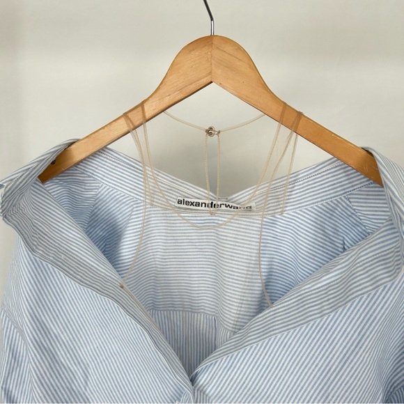 Alexander Wang blue & white striped off the shoulder top size XS - Picture 4 of 5